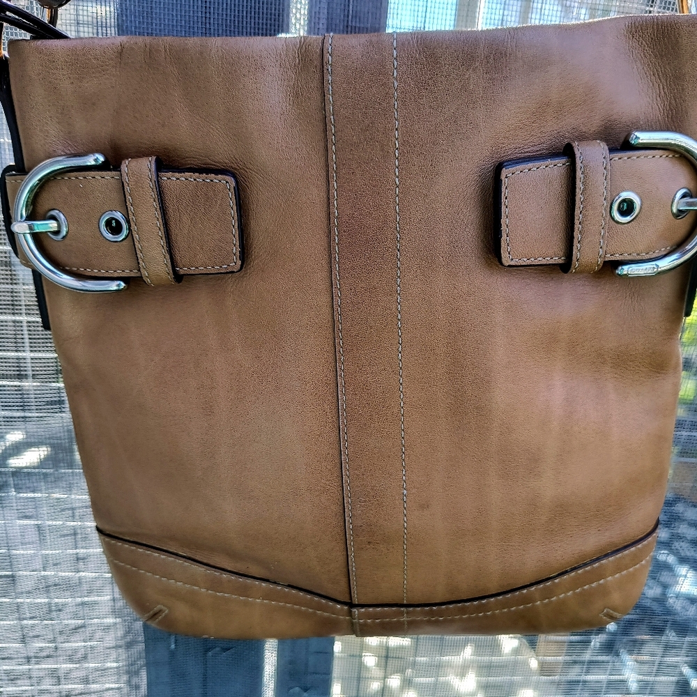 COACH Soho Slim Duffel Camel Brown Leather Shoulder Bag